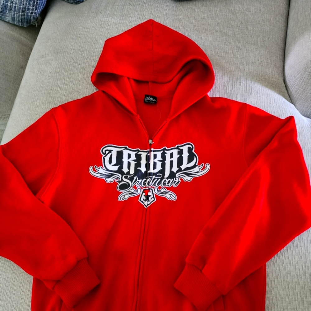 Vintage Tribal Streetwear Red Hoodie Size L